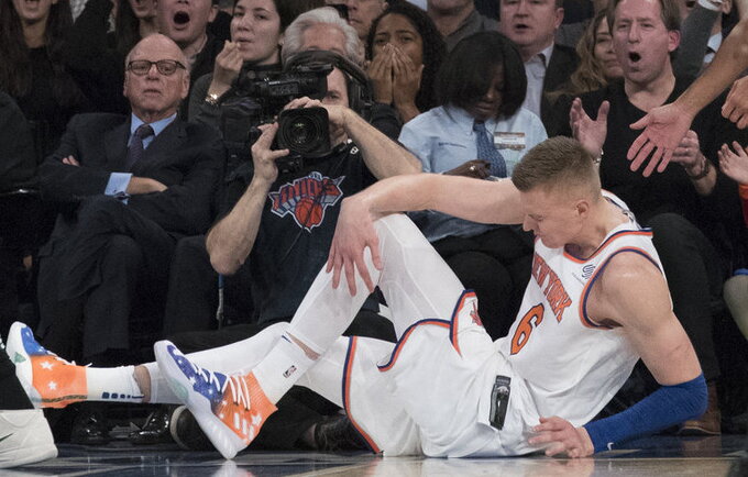 K.Porzingis sveiksta po traumos (Scanpix nuotr.)