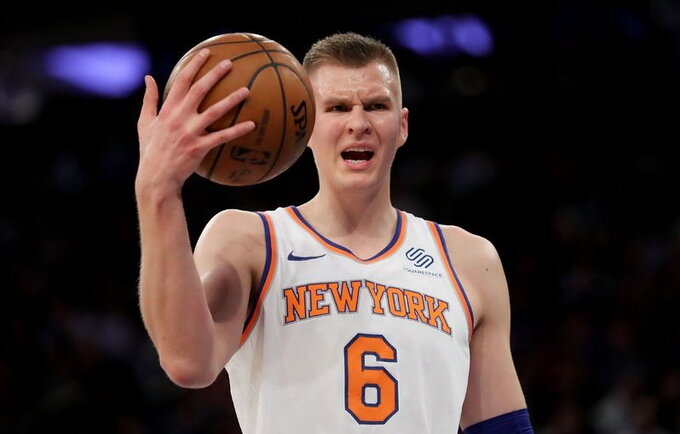 K.Porzingis komandos džiūgavimu patenkintas nebuvo (Scanpix nuotr.)