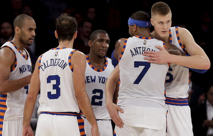 K.Porzingis norėtų, kad C.Anthony liktų Niujorko klube (Scanpix nuotr.)