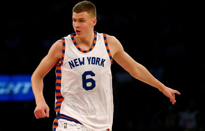 K.Porzingis gerins gynybą (Scanpix nuotr.)